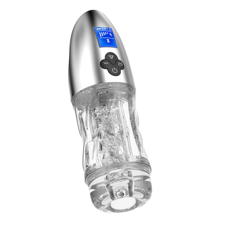 男用液晶屏顯（xiǎn）示震動伸縮飛機杯